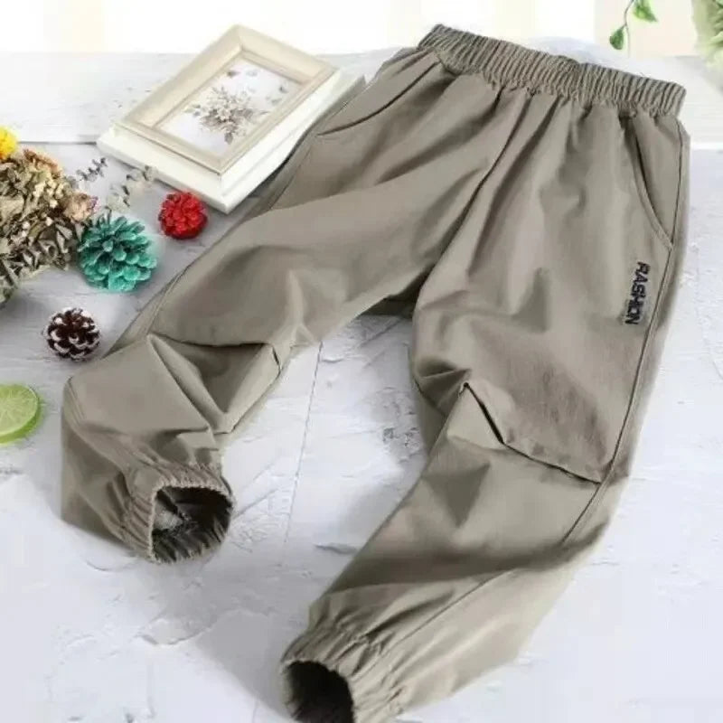 Spring Autumn Style Quick Drying Sports Summer Children Clothing Boys Casual Pants Thin Breathable Mid Large Children
