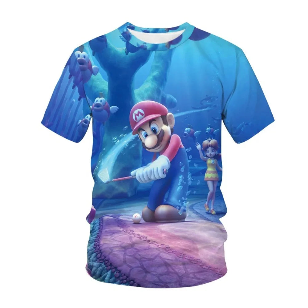 Summer T-shirt Super Mario bros T-shirt Kids Harajuku Fashion Casual T-Shirt Boy Girls Polyester Summer Men Women Short Sleeve