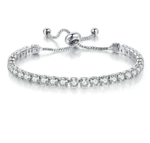 Adjustable 4mm Round Zircon Diamond Tennis Bracelet