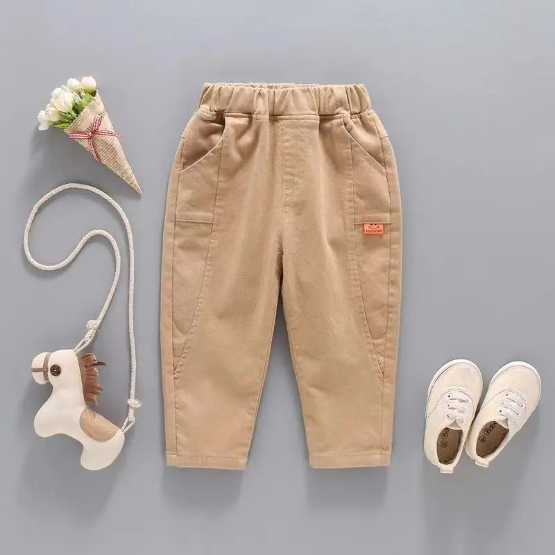 Spring Kids Pants & Capris Cotton Trousers Boys Thin Long Pants Spring Fall Casual Wear Simple Design Baby Childrens Clothing