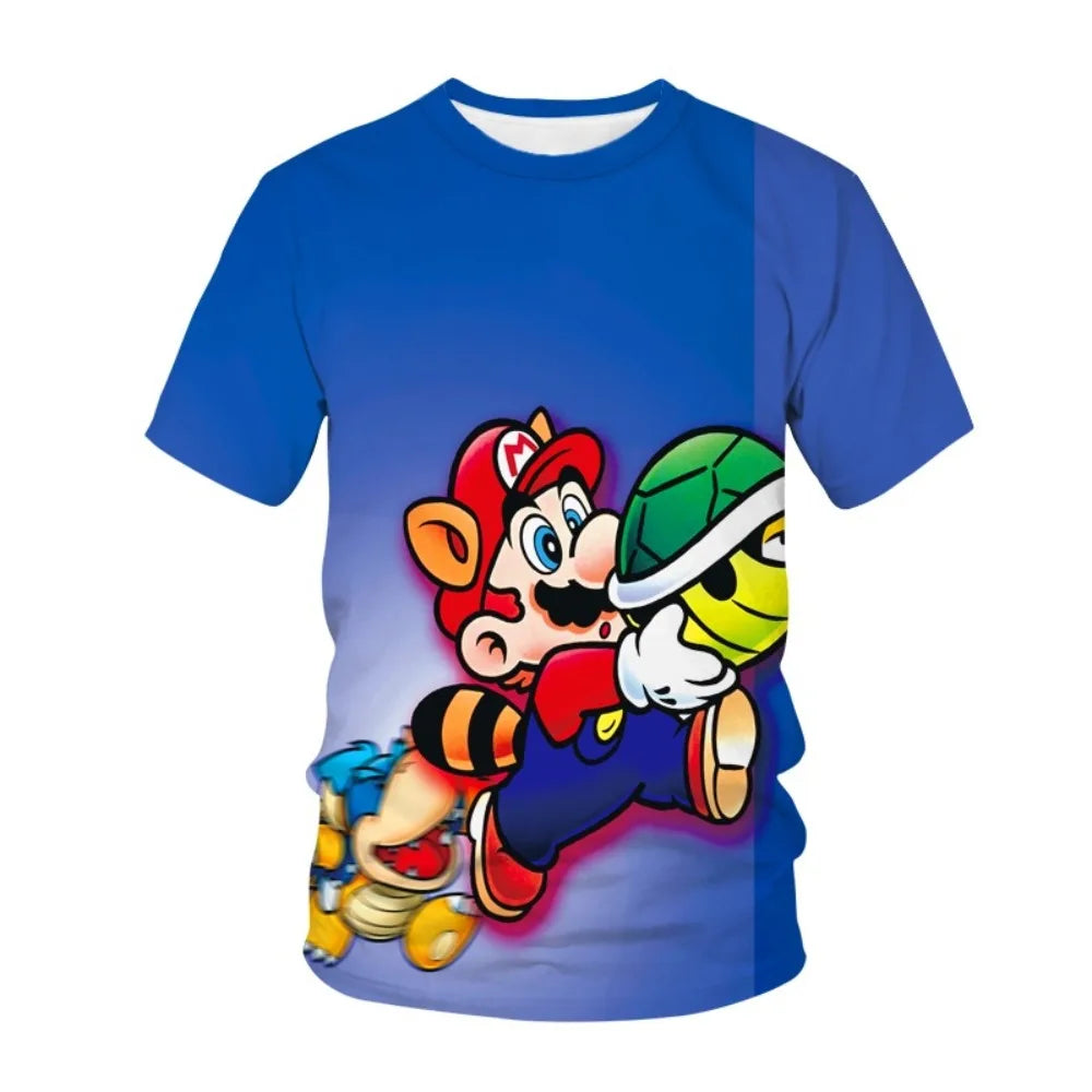 Summer T-shirt Super Mario bros T-shirt Kids Harajuku Fashion Casual T-Shirt Boy Girls Polyester Summer Men Women Short Sleeve
