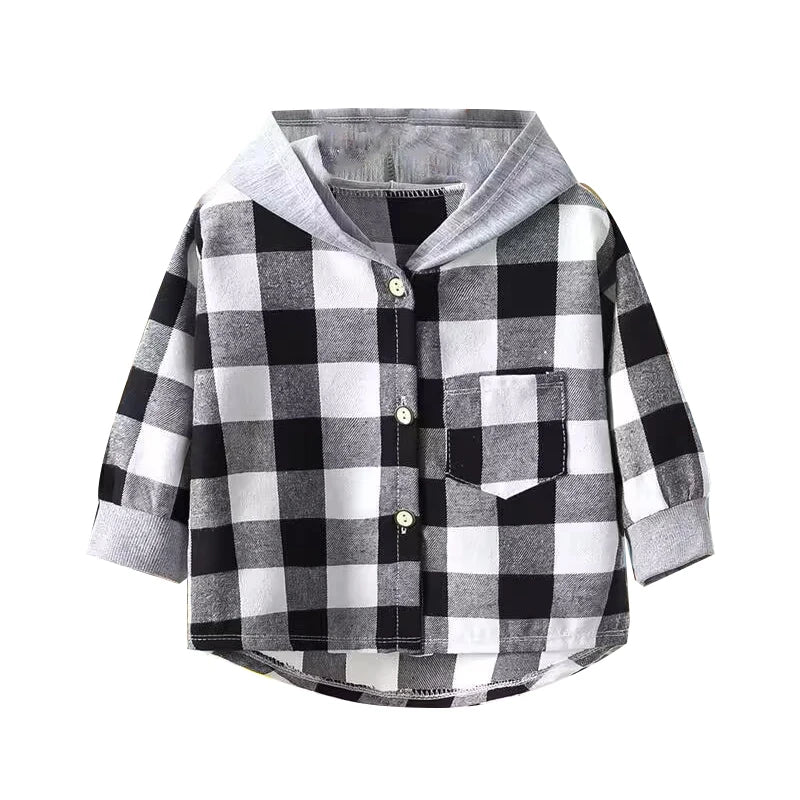 New children's hat shirt children's clothing baby boy casual plaid shirt girl long-sleeved clothing foreign shirt 2-10 years old