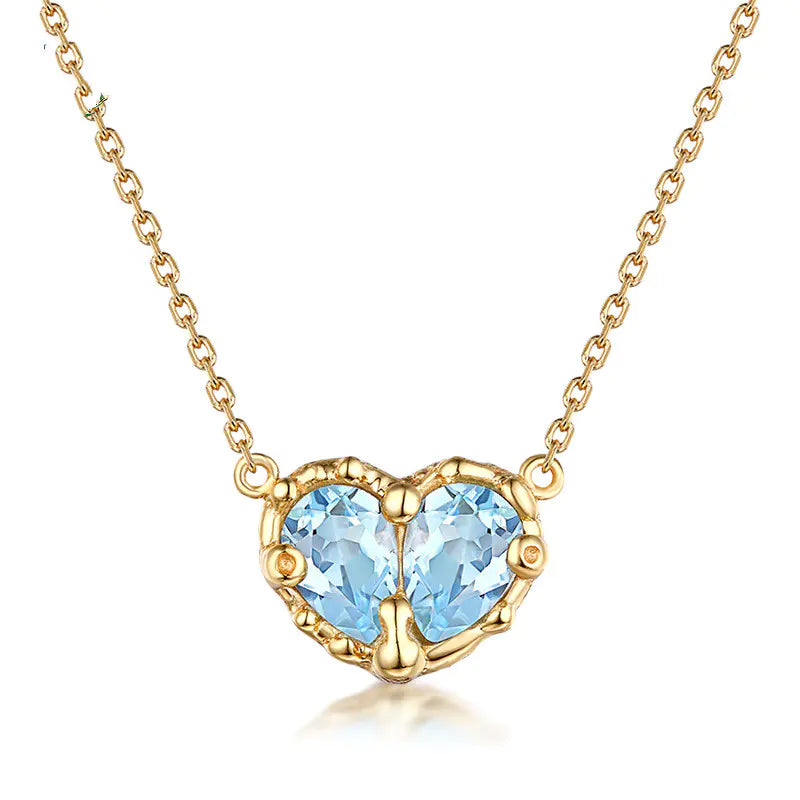 Heart Shaped Topaz Pendant Crystal Necklace (Korean Style)