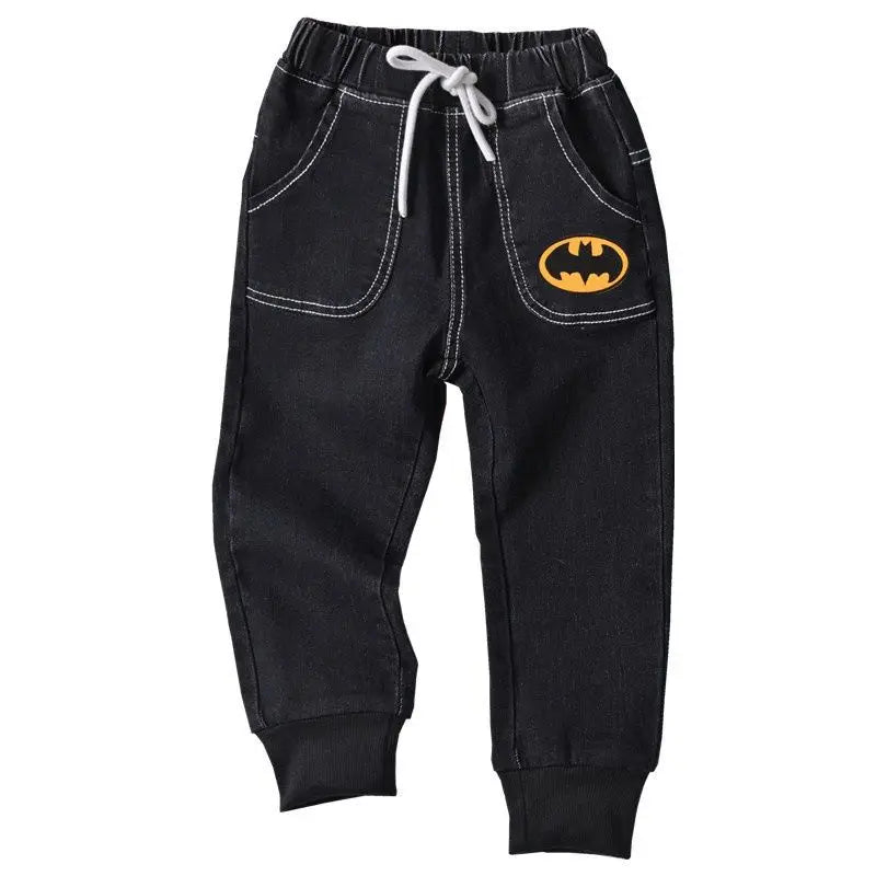 The new Marvel series of Spiderman Iron Man boys spring and autumn fashion cartoon anime pattern soft casual and versatile jeans