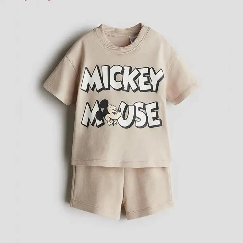 New Cartoon Sets Boys And Girls Round Neck T-shirt +Shorts 2025 Summer Clothing Casual Loose Tops Loose Shorts Two Piece Suit