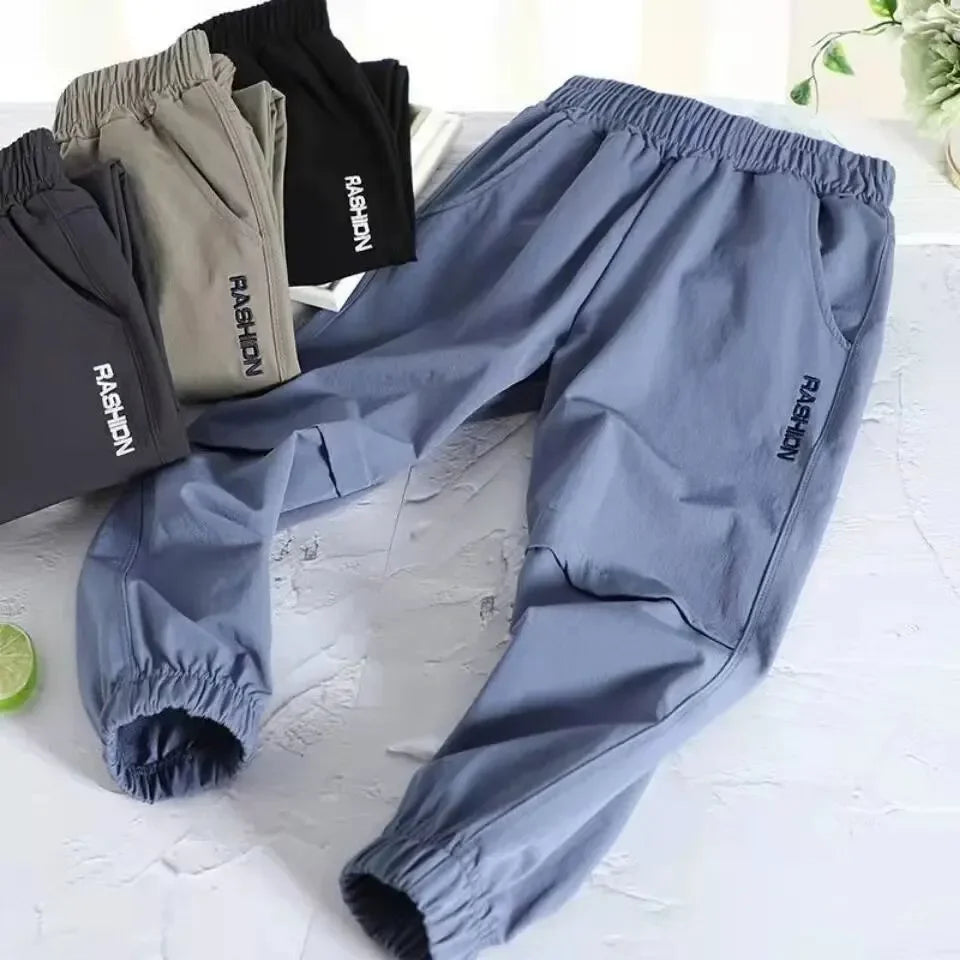 Spring Autumn Style Quick Drying Sports Summer Children Clothing Boys Casual Pants Thin Breathable Mid Large Children