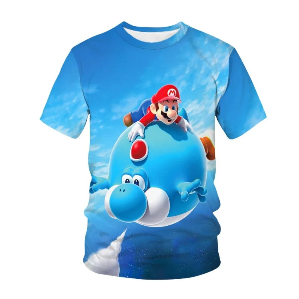 Summer T-shirt Super Mario bros T-shirt Kids Harajuku Fashion Casual T-Shirt Boy Girls Polyester Summer Men Women Short Sleeve
