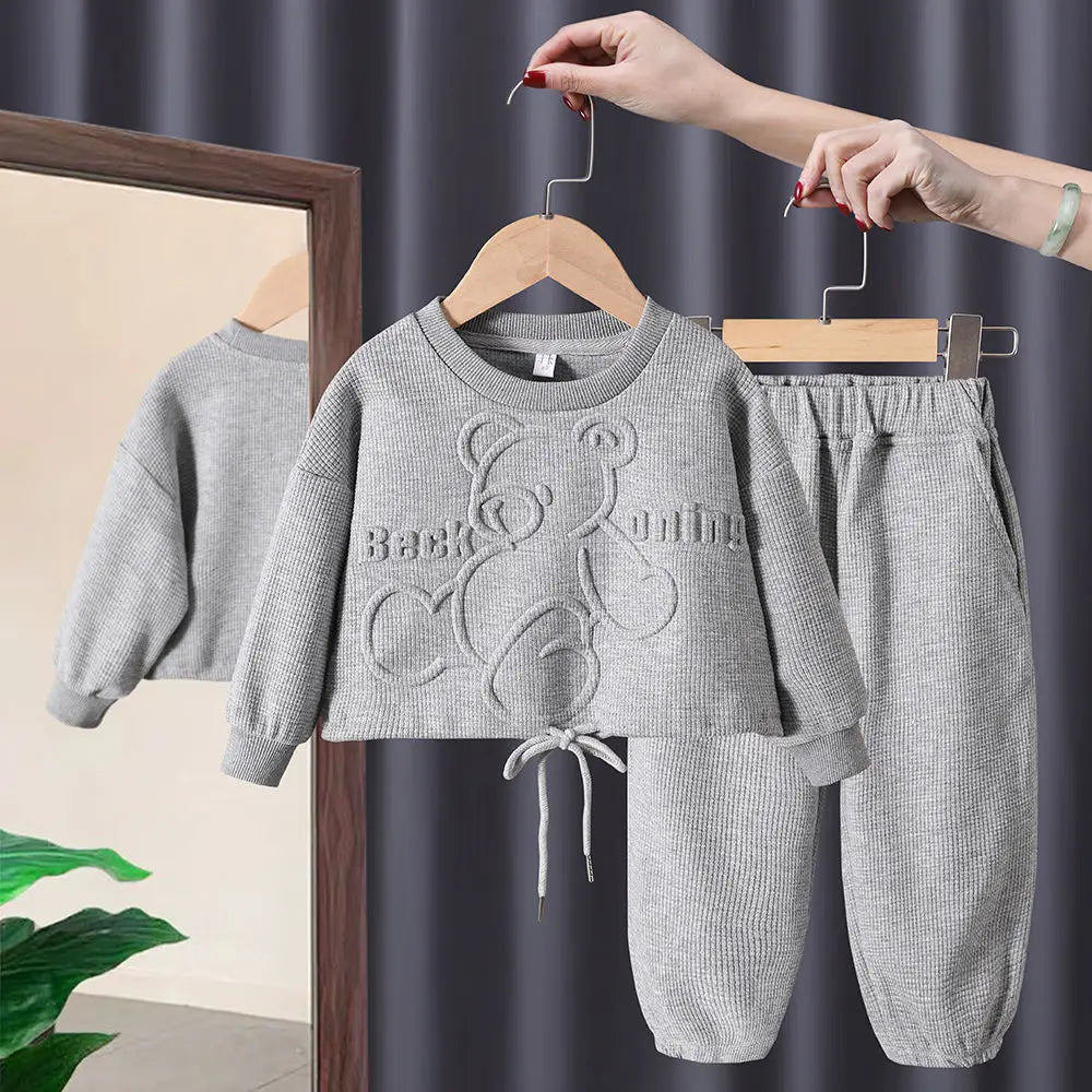 Spring Children's Spring Clothes Round Neck Long Sleeve Sweater Boys and Girls Trendy Baby Stylish Children's Clothing 2PCS