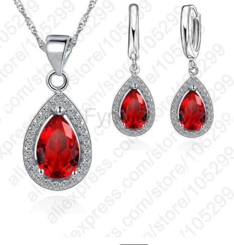 Zircon Jewelry Set - Earrings and Necklace Combination
