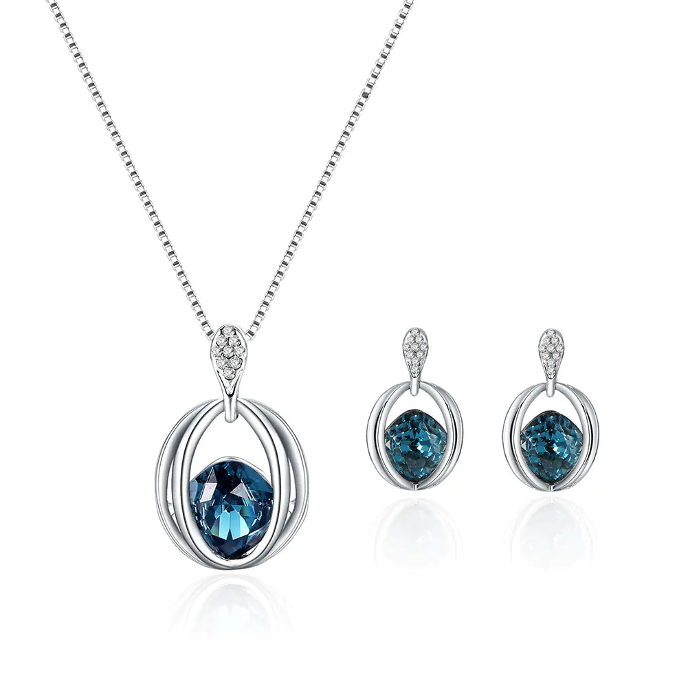 Crystal Jewelry Set for Bride: Necklace & Earrings