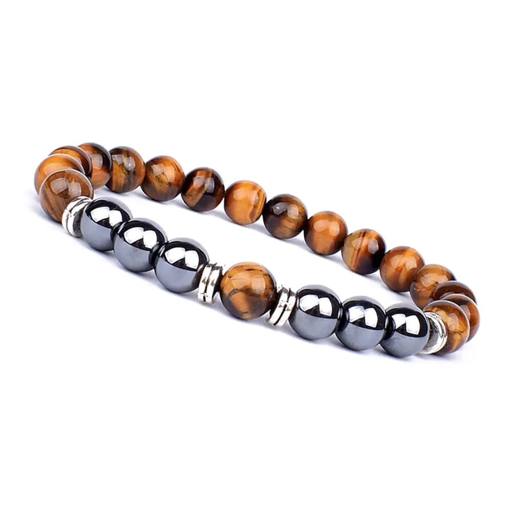 Natural Stone Men's Bracelet: Tiger Eye & Agate