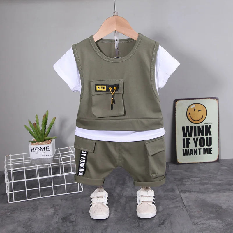 New Summer Infant Boys Clothing Children Casual T-Shirt Shorts 2Pcs/Set Toddler Baby Girl Clothes Sports Costume Kids Tracksuits