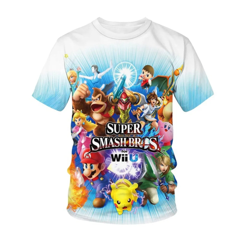 Summer T-shirt Super Mario bros T-shirt Kids Harajuku Fashion Casual T-Shirt Boy Girls Polyester Summer Men Women Short Sleeve