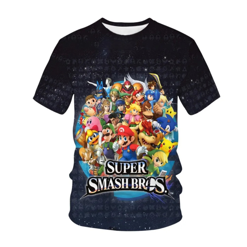 Summer T-shirt Super Mario bros T-shirt Kids Harajuku Fashion Casual T-Shirt Boy Girls Polyester Summer Men Women Short Sleeve
