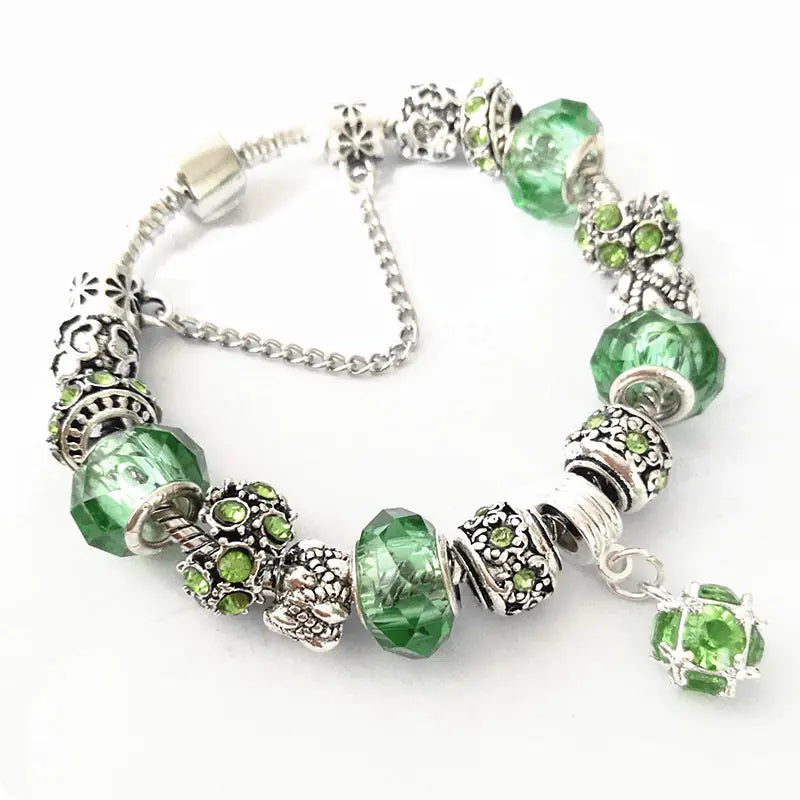 DIY Crystal Bead Bracelet - Heart Couple Snake Chain