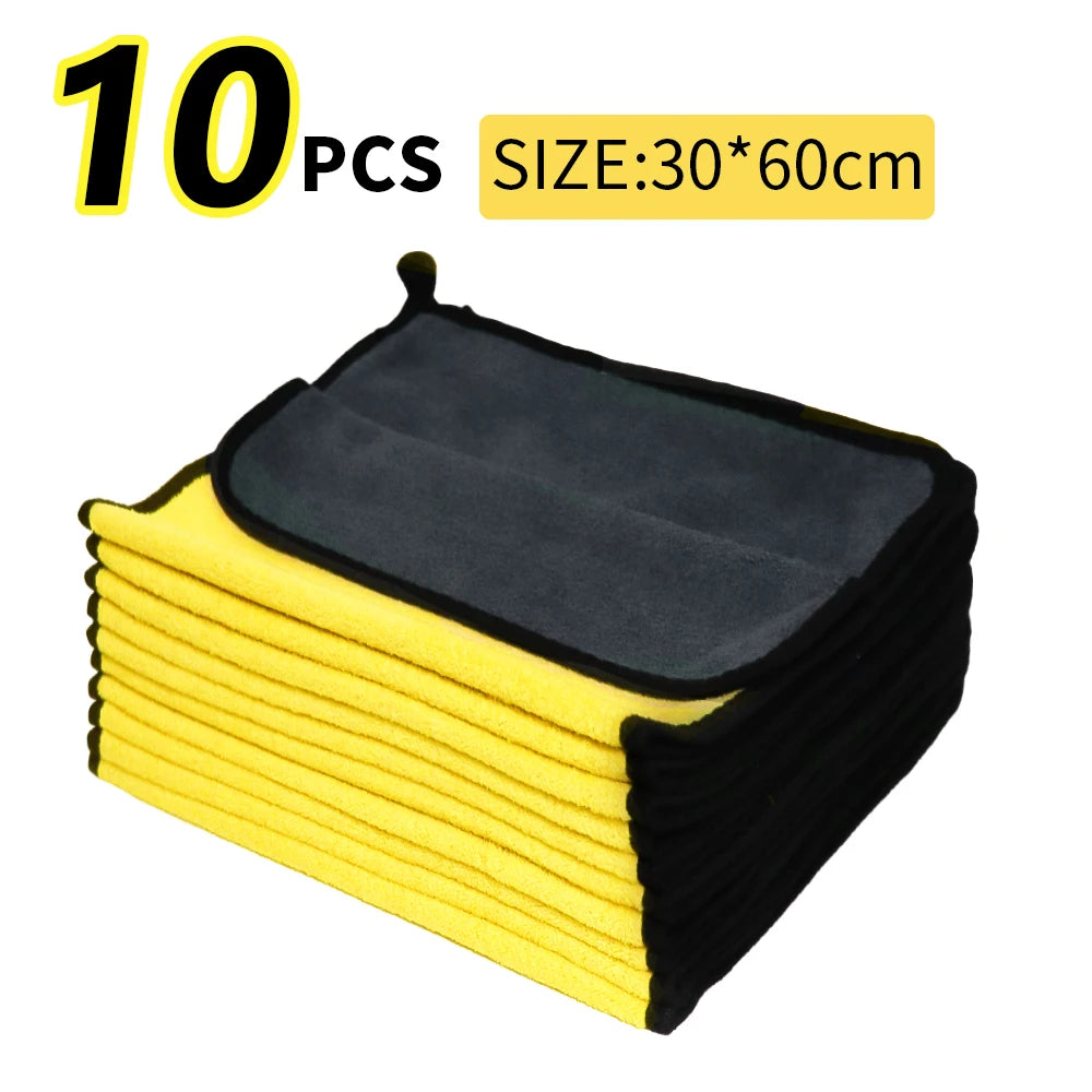 SEAMETAL 3/5/10Pcs Car Wash Microfiber Towel 30x30/60CM Car Cleaning Drying Cloth Hemming Car Care Cloth Car Wash Accessories
