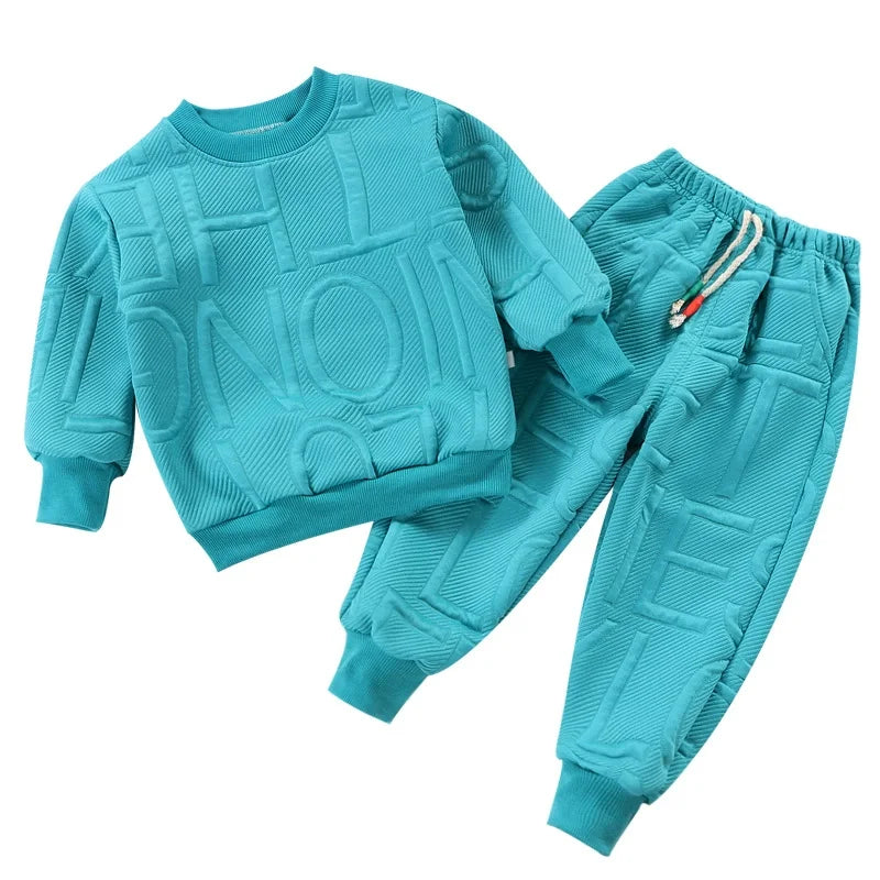 Spring Children's Spring Clothes Round Neck Long Sleeve Sweater Boys and Girls Trendy Baby Stylish Children's Clothing 2PCS