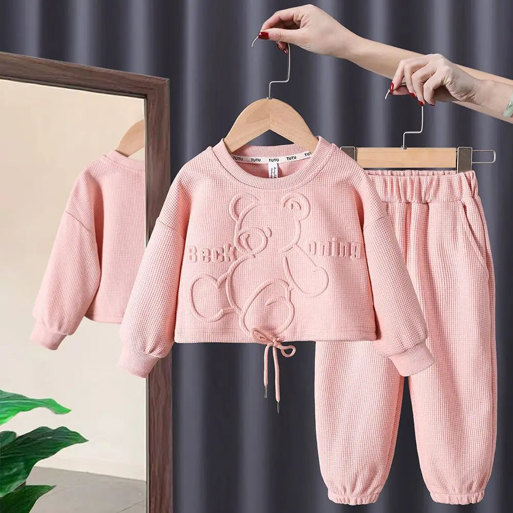 Spring Children's Spring Clothes Round Neck Long Sleeve Sweater Boys and Girls Trendy Baby Stylish Children's Clothing 2PCS