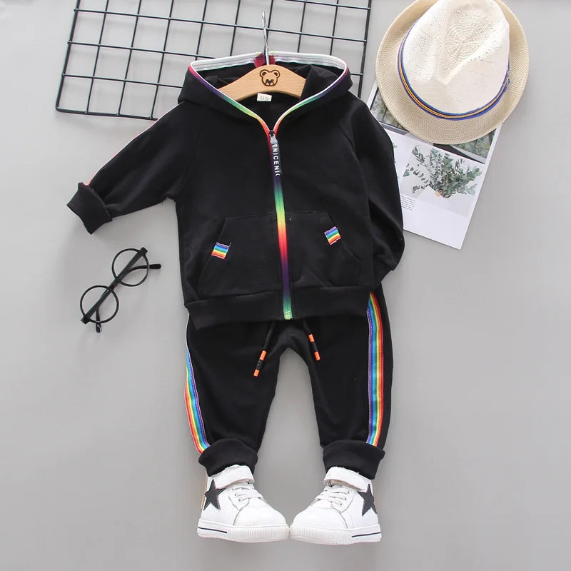 New Spring Autumn Baby Casual Tracksuit Children Boys Girls Zipper Hoodeis Pants 2Pcs/Set Kids Infant Cotton Clothing Sport Sets