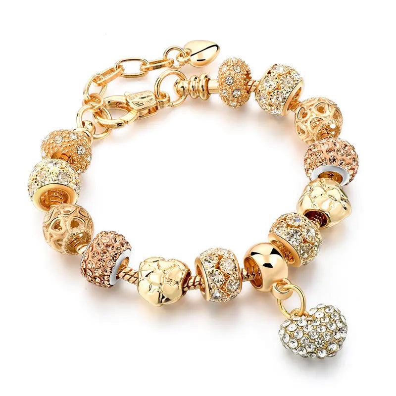Gold Plated Heart Bead Bracelet for Women (Handmade)