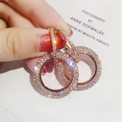 Trendy Rhinestone Hoop Earrings with Crystal Accents