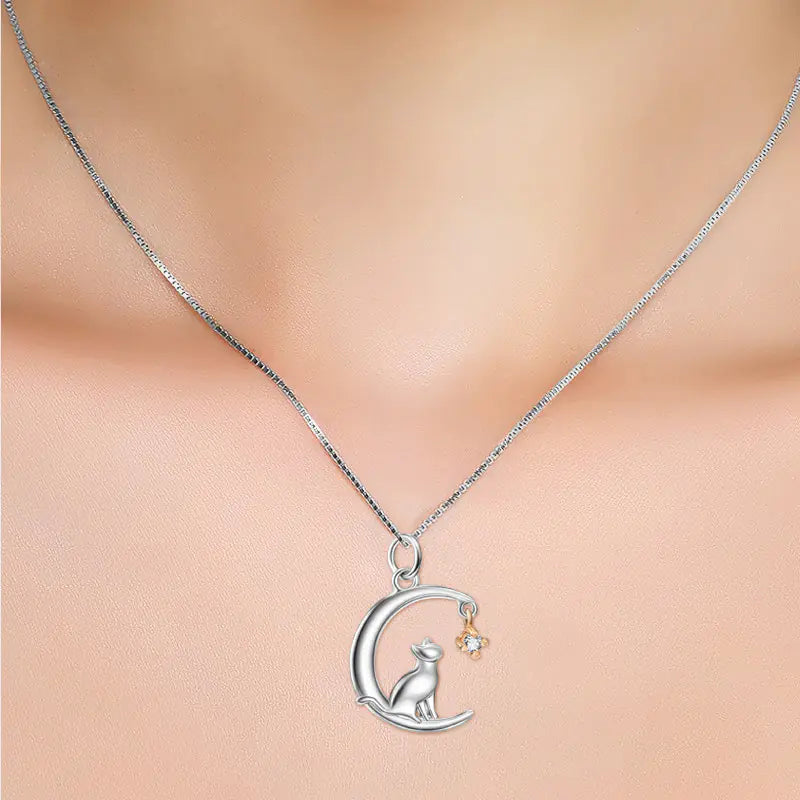 Moon Cat Pendant Necklace