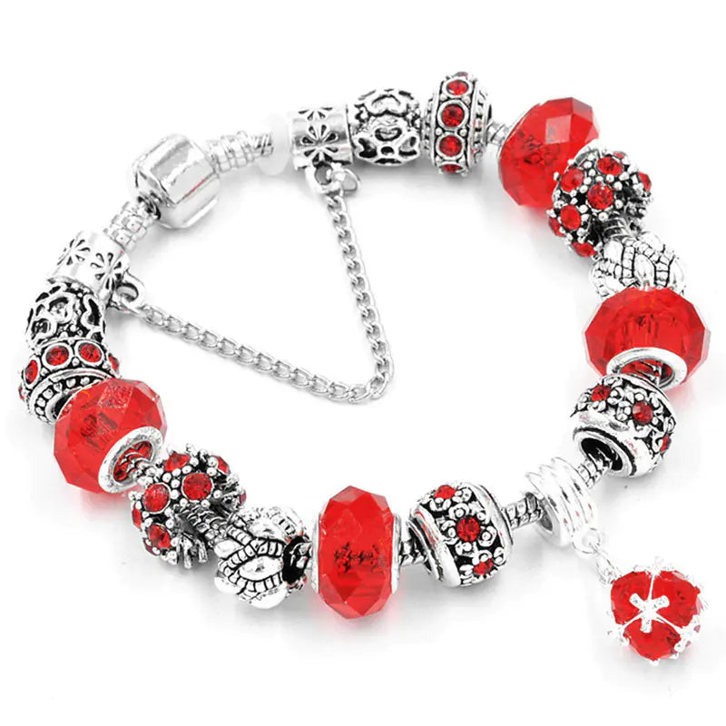 DIY Crystal Bead Bracelet - Heart Couple Snake Chain