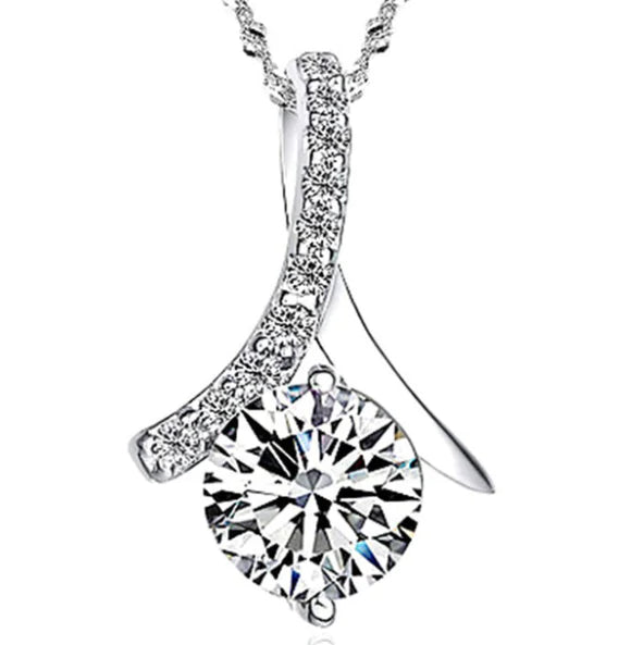 Zircon Pendant, Silver Jewelry, Crystal Necklace
