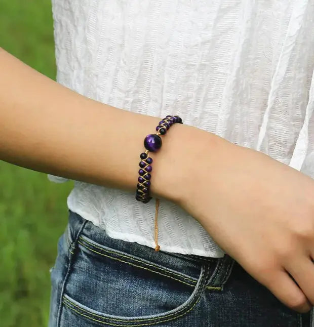 Handcrafted Double Layer Tiger Eye Stone Bracelet for Women