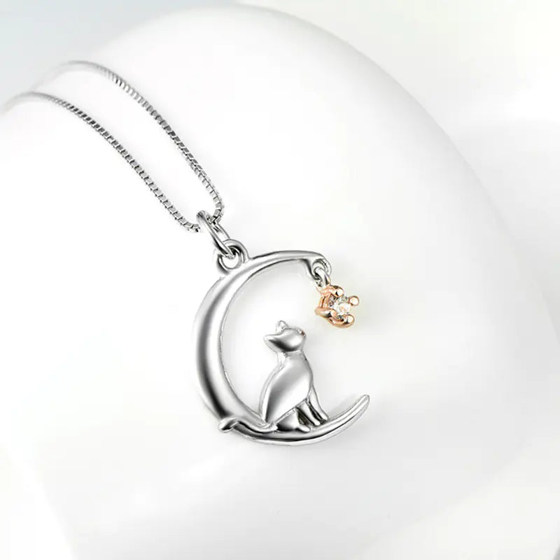 Moon Cat Pendant Necklace