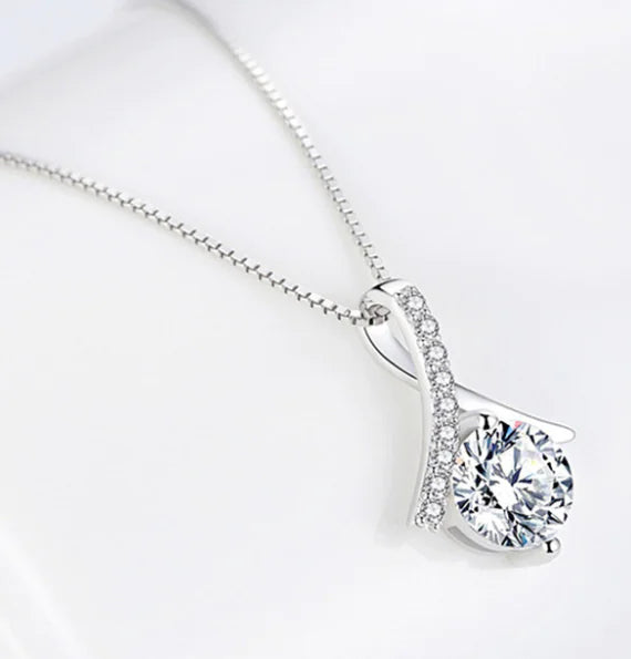 Zircon Pendant, Silver Jewelry, Crystal Necklace