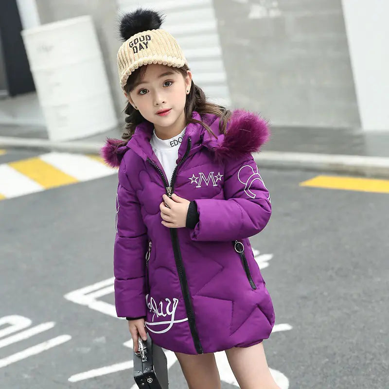 Thickened Korean Style Cotton Jacket for Little Girls
