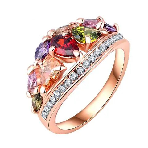 Zircon, Rose Gold, and Rainbow Jewelry Set