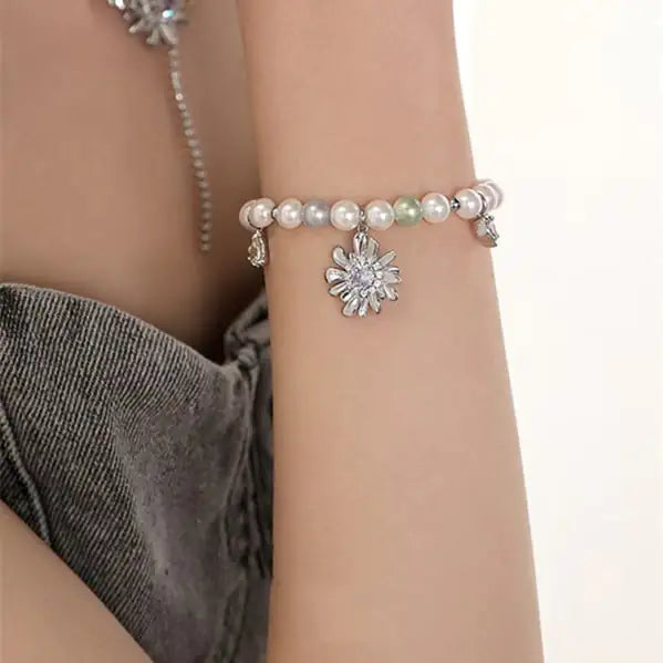 Colorful Pearl Flower Bracelet for Women