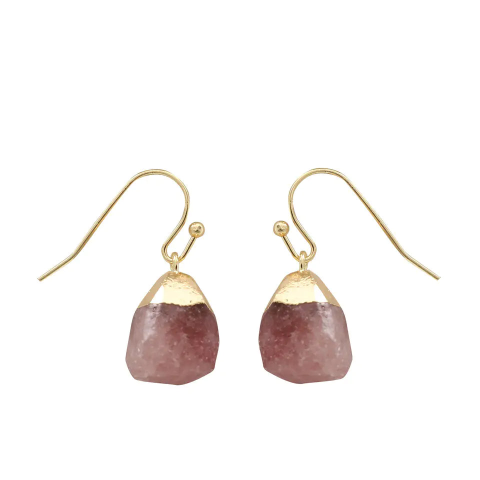 Raw Stone Crystal Earrings - Trendy Accessories