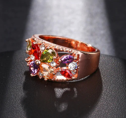 Zircon, Rose Gold, and Rainbow Jewelry Set