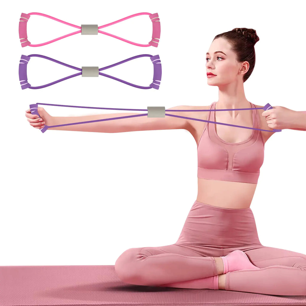 FYY Figure 8 Resistance Bands Yoga Resistance Band Stretch Fitness Band Pull Rope Chest Arm and Shoulder Stretch Bands Exercise Equipment for Home Workout Physical Therapy Strength Training