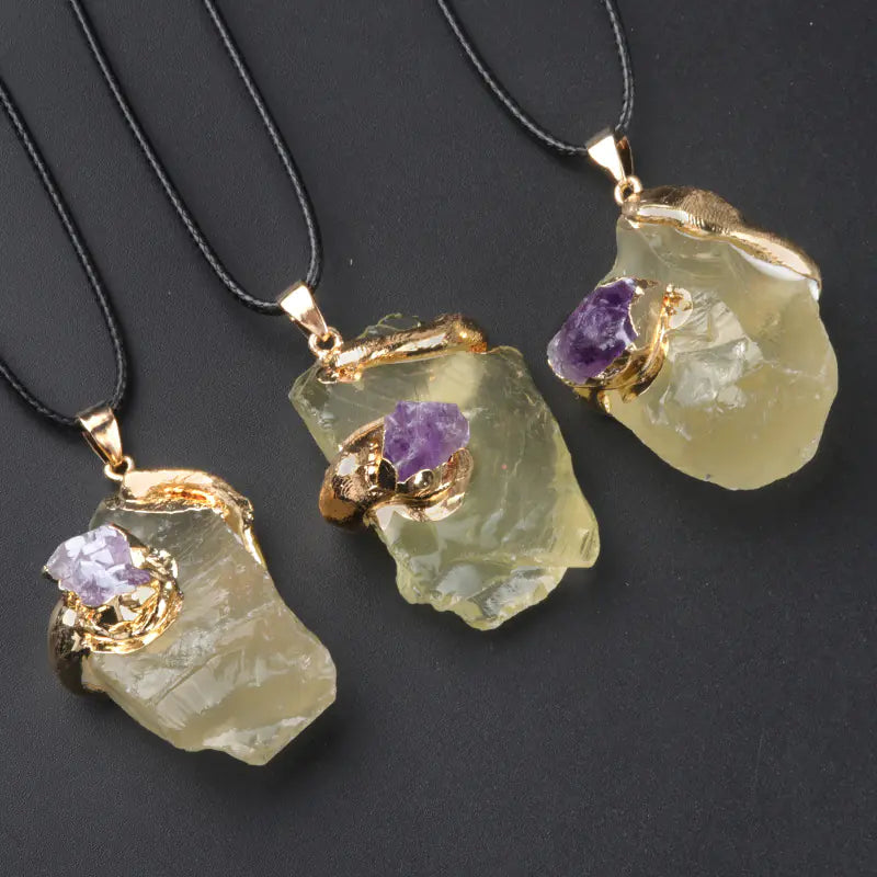 Oversized Irregular Multicolor Crystal Pendant Necklace
